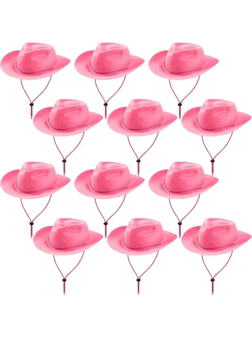 Men's Pink Plastic Felt Wide Brimmed Western Cowgirl Cowboy Hat 12 Pieces